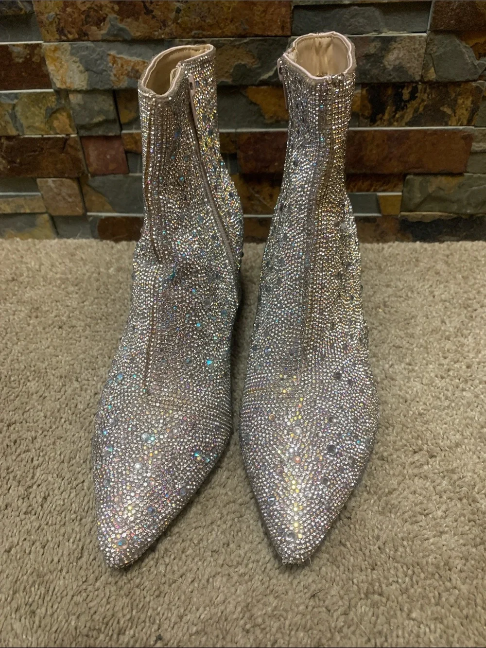 Blue by betsey Johnson 7.5 Crystal Embellished Ankle Booties